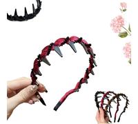 Vintage High Cranium Artificial Pearl Hair Band, Pearl Headbands for Women, Elegant Non Slip Pearl Headbands, for Women and Girls, Stylish Bling Hair Hoop for Wedding, Party or Dailys Wear (Red, B)
