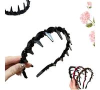 Vintage High Cranium Artificial Pearl Hair Band, Pearl Headbands for Women, Elegant Non Slip Pearl Headbands, for Women and Girls, Stylish Bling Hair Hoop for Wedding, Party or Dailys Wear (Black, B)
