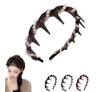 Vintage High Cranium Artificial Pearl Hairband, 2025 New Elegant Braided Pearls Headbands with Teeth, Fashion Hair Accessories for Women Girl, Decorative Hair Bands (Brown)