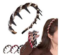 Vintage High Cranium Artificial Pearl Hairband, 2025 New Elegant Pearl Headbands for Women, Classic Retro Hair Accessories, Wide Beaded Bling Headband for Weddings, Daily Wear (Brown, One Size)