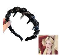Vintage High Cranium Artificial Pearl Hairband, 2025 New Elegant Pearl Headbands for Women, Classic Retro Hair Accessories, Wide Beaded Bling Headband for Weddings, Daily Wear (Black A, One Size)