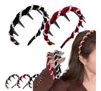 Vintage High Cranium Artificial Pearl Hairband, 2025 New Elegant Pearl Headbands for Women, Classic Retro Hair Accessories, Wide Beaded Bling Headband for Weddings, Daily Wear (Black+red, One Size)
