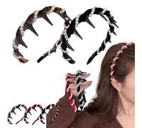 Vintage High Cranium Artificial Pearl Hairband, 2025 New Elegant Pearl Headbands for Women, Classic Retro Hair Accessories, Wide Beaded Bling Headband for Weddings, Daily Wear (Black+Bronw, One Size)
