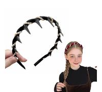 Vintage High Cranium Artificial Pearl Hairband,2025 New Women Elegant Non Slip Pearl Headbands with Teeth,Bridal Hair Hoop Party Wedding Hair Accessories (Black)