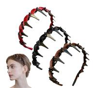 Vintage High Cranium Artificial Pearl Hairband, White Faux Pearls Headband, Plastic Wavy Hair Band with Teeth, Rhinestones Bridal Hair Hoop (Black Pearl, One size)