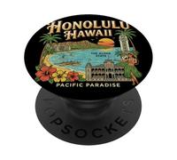 Vintage Honolulu Hawaii Viaggio Souvenir Città Turistico Regalo PopSockets PopGrip Adesivo