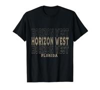 Vintage Horizon Florida Occidentale Maglietta con Stampa Grafica Economica, Uomo, Nero, S