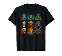 Vintage Horror Mostri Mummia Vampiro Lupo Mannaro Scheletro Maglietta