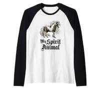 Vintage Horse My Spirit Animal Equestrian Maglia con Maniche Raglan