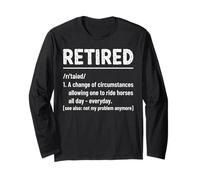 Vintage Horse Riding Retirement Retired Equestrian Maglia a Manica