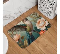 Vintage Hummingbird Flower Sandstone Textured Nature Botanical Art Zerbino Ingresso Antiscivolo Tappeto Da Bagno Morbido Tappeto Entrata Per Esterno Corridoio Doccia 40X60Cm