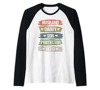 Vintage Husband Daddy Son Protector Hero for Dad Fathers Day Maglia con Maniche Raglan