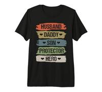 Vintage Husband Daddy Son Protector Hero for Dad Fathers Day Maglietta Premium