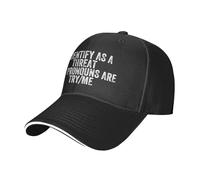 Vintage I Identify As A Threat My Pronouns Are Try Me Cappello Moda Cappello Trucker Classico Cappellino da Baseball per Estivo Donna Sport