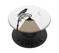 Vintage Illustration Black Crow Raven Bird Street Lamp PopSockets PopGrip Adesivo