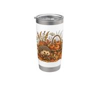 Vintage Illustrazione Autunno Autunno Stagione Riccio Forestcore Bicchiere termico in acciaio inox doppia parete