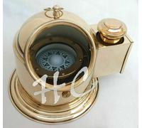 Vintage IN Ottone Nautico Nave / Barca Olio Lampada Quadrante Chiesuola Gimbled