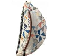 Vintage-Inspired Patchwork Quilted Sling Bag, Fanny Pack, for Hiking Running Jogging (C)