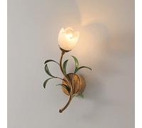 Vintage Iron Art Wall Sconce, Farmhouse Glass Wall Sconces, French Flower Wall Mounted Light Fixture Indoor, E14 Wall Lamp for Bedroom Bathroom Hallway Restaurant(Light Color)/Light Color