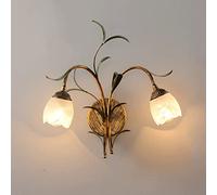 Vintage Iron Art Wall Sconce, Farmhouse Glass Wall Sconces, French Flower Wall Mounted Light Fixture Indoor, E14 Wall Lamp for Bedroom Bathroom Hallway Restaurant(Light Color)/C