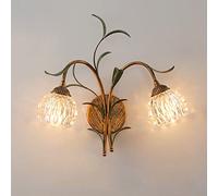 Vintage Iron Art Wall Sconce, Farmhouse Glass Wall Sconces, French Flower Wall Mounted Light Fixture Indoor, E14 Wall Lamp for Bedroom Bathroom Hallway Restaurant(Light Color)/D