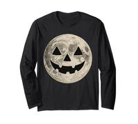 Vintage Jack O'Lantern Face Fullmoon Halloween Maglia a Manica