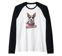 Vintage Jack Russell Terrier 4 luglio Merica Maglia con Maniche Raglan