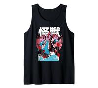 Vintage Japanese Aesthetic Three Headed Pink Dragon Monster Canotta