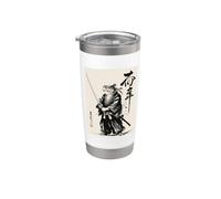 Vintage Japanese Art Frog Samurai Graphic Bicchiere termico in acciaio inox doppia parete