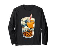 Vintage Japanese Art Inspired Great Wave of Bubble Tea Tea Maglia a Manica