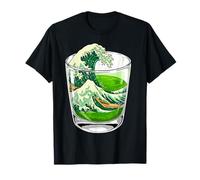 Vintage Japanese Art Inspired Great Wave of Matcha Tea Lover Maglietta