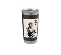 Vintage Japanese Art Red Panda Samurai Graphic Bicchiere termico in acciaio inox doppia parete