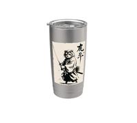 Vintage Japanese Art Red Panda Samurai Graphic Bicchiere termico in acciaio inox doppia parete