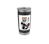 Vintage Japanese Art Red Panda Samurai Graphic Bicchiere termico in acciaio inox doppia parete