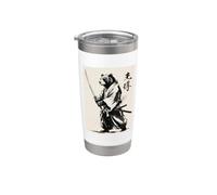 Vintage Japanese Bear Samurai Graphic Bicchiere termico in acciaio inox doppia parete