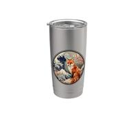 Vintage Japanese Cherry Sakura Blossom Wave Red Fox Lover Bicchiere termico in acciaio inox doppia parete