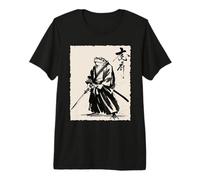 Vintage Japanese Frog Samurai Graphic Maglietta Premium