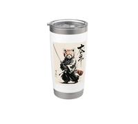 Vintage Japanese Red Panda Samurai Graphic Bicchiere termico in acciaio inox doppia parete