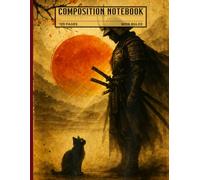 Vintage Japanese Samurai Warrior and Black Cat Composition Notebook: Aesthetic Wide Ruled Lined Journal for Teens, Adults, Cat Lovers, and Martial Arts Enthusiasts