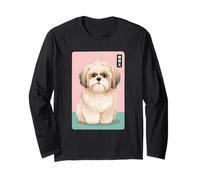 Vintage Japanese Shih Tzu Dog Lover Retro Kawaii Graphic Art Maglia a Manica