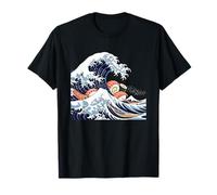 Vintage Japanese Wave Sushi Art Retro Style Graphic Maglietta