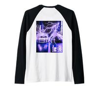 Vintage JDM Drift Racing Cars Lightning Night Scena (sul Retro) Maglia con Maniche Raglan