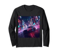 Vintage JDM Legenda Drift Racing Car Tokyo Skyline di Notte Maglia a Manica