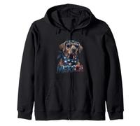 Vintage Labrador Retriever 4 luglio Merica Felpa con Cappuccio
