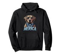 Vintage Labrador Retriever 4 luglio Merica Felpa con Cappuccio
