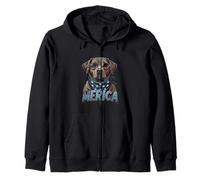 Vintage Labrador Retriever 4 luglio Merica Felpa con Cappuccio