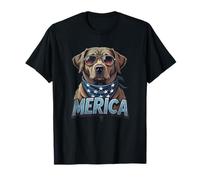 Vintage Labrador Retriever 4 luglio Merica Maglietta