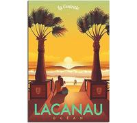 Vintage Lacanau France Beach Sunset Viaggio Poster Art Print Retro Wall Art Tela Poster Camera Decorazione Casa Decorazione Non incorniciato 50x75cm