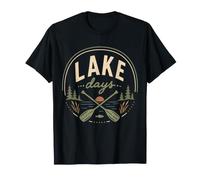 Vintage Lake Days Canoa Paddle Tramonto Vita sul Lago Maglietta