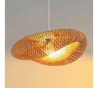 Vintage Lampada A Sospensione Fatta A Mano Naturale Lampada Di Bambù Appeso Nostalgic E27 Ciondolo Regolabile Illumina Ristoranti Camera Da Letto Lampadario Sala Da Pranzo Cafe Bar Luci Pendenti,80cm
